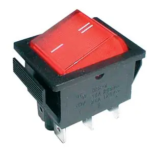 TIPA 02620040 - Přepínač kolébkový 2pol./6pin ON-ON 250V/15A červený Finální Výprodej