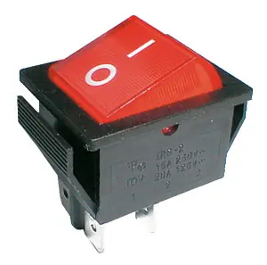 TIPA 02620007 - Přepínač kolébkový 2pol./4pin ON-OFF 250V/15A pros. červený Koupit Online