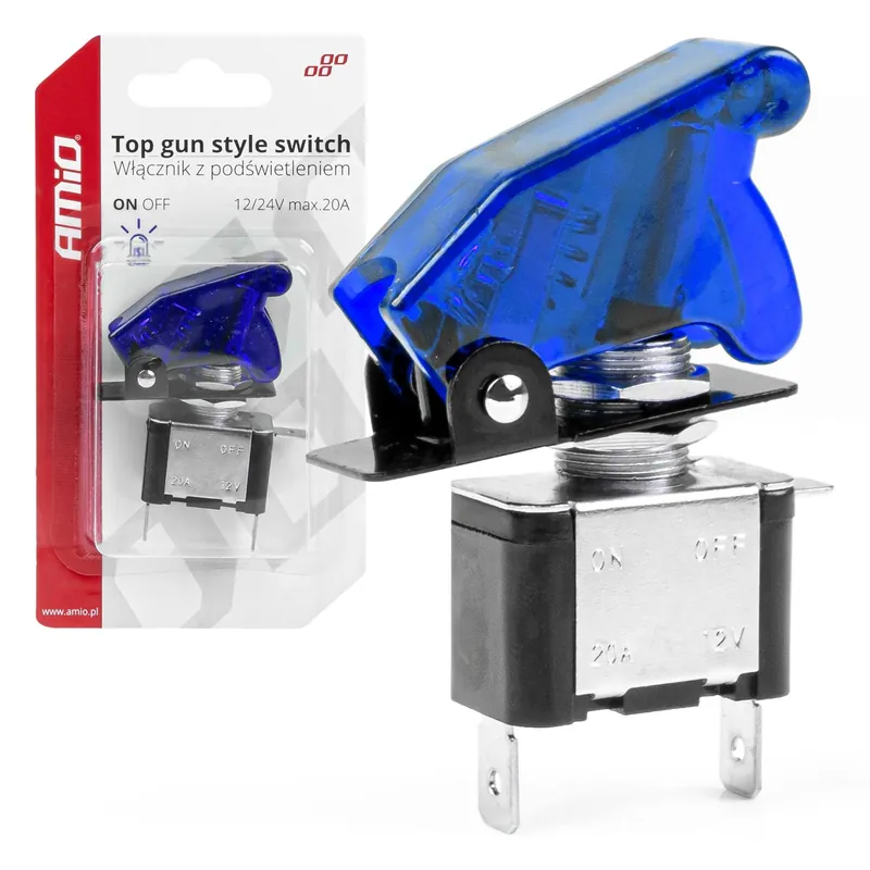 Zlevněný Amio 03096 - Přepínač pákový s modrým podsvícením TOP GUN
