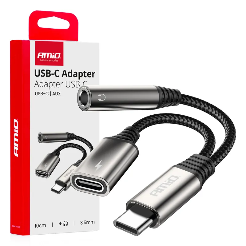 Časově Omezené Amio 04295 - Adaptér USB-C rozdělovací na USB-C + Mini-Jack 3,5mm 10cm AMiO-