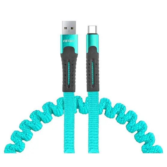 Nejlepší Cena Amio 02531(MS07) - Pružinový kabel USB+USB-C 1.2m FullLINK UC-14