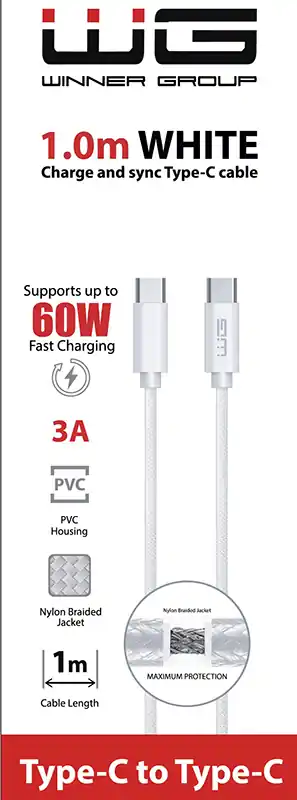 5701504 - Datový kabel type-C_type-C, 3 A, bílý, 100 cm Cenově Výhodný