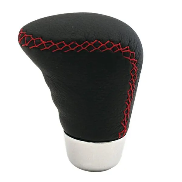 Rychlé Dodání 231-1223 - Hlavice řadící páky kožená černá s červeným obšitím, 01458