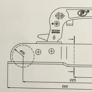 461-ZSK-1300H-00-00 - Závěsné zařízení (kloub) 1300kg 50x50mm hranaté, horní díry Vysoce Kvalitní