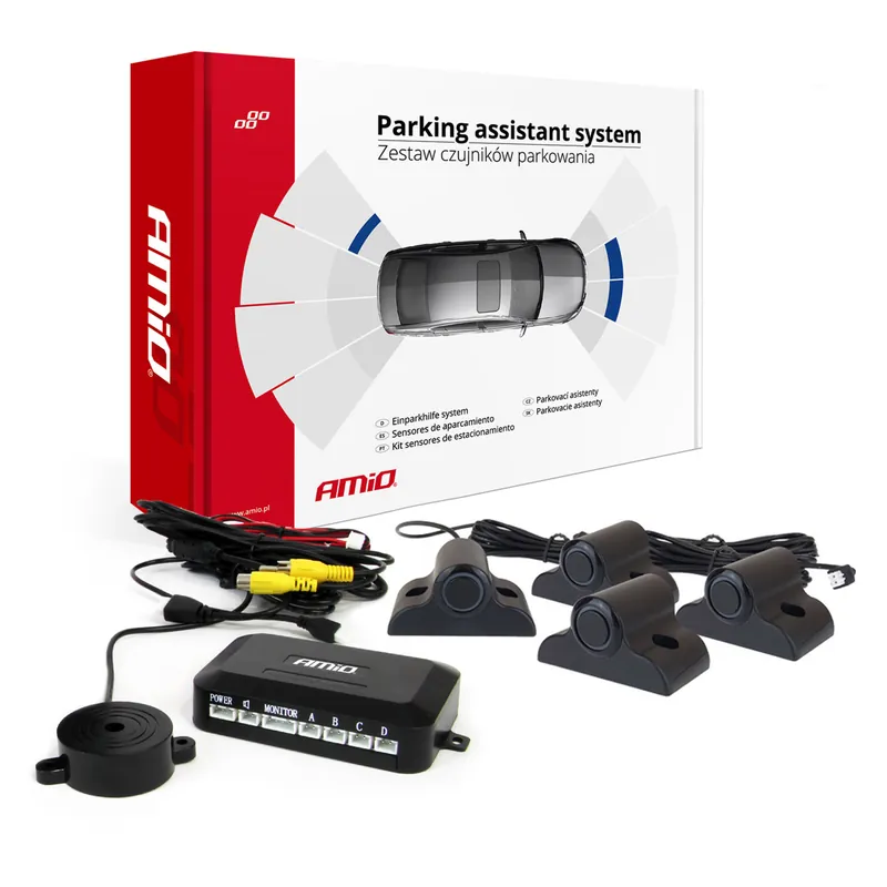 Autentický Amio 04073 - Sada parkovacího senzoru pod kameru a LCD displej černá TRUCK 19mm AMIO-