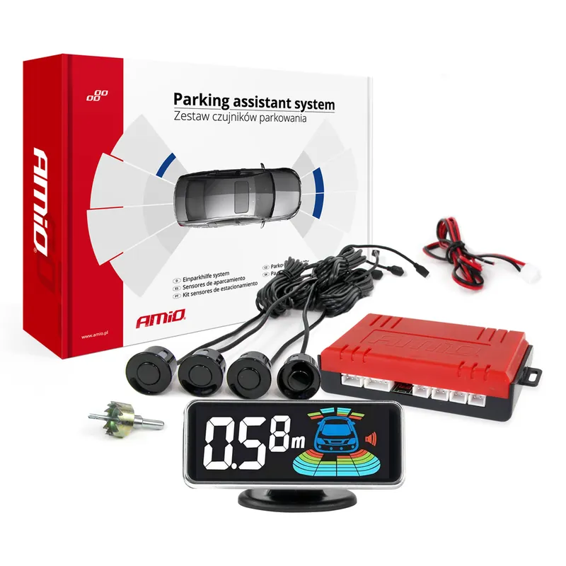 Akce Amio 03185 - Parkovací asistent LED-GRAF 3D 4-senzorový černý