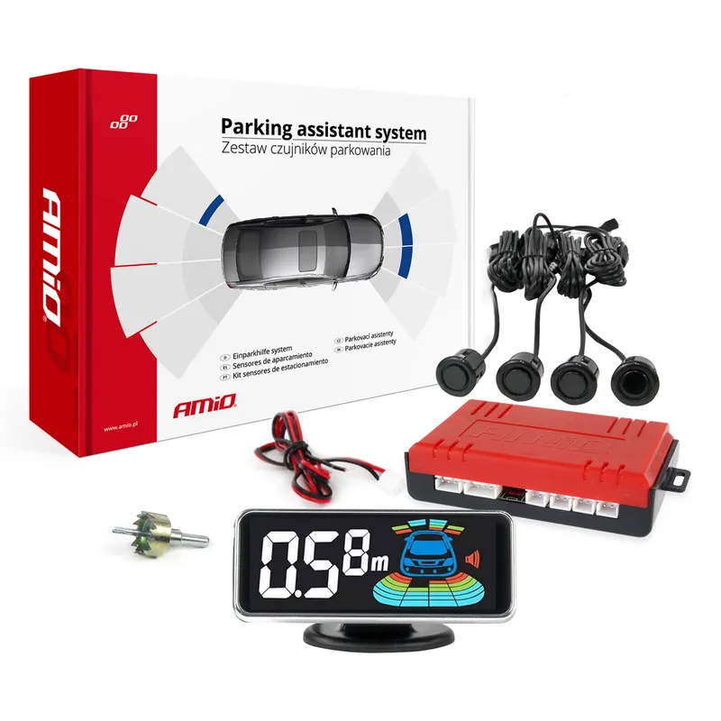 Sleva Amio 03186 - Parkovací asistent LED-GRAF 3D 4 senzorů černých GOLD 18mm
