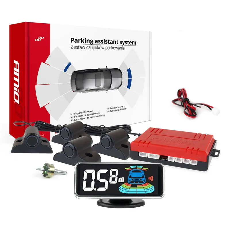 Amio 03189 - Parkovací asistent LED-GRAF 3D 4 senzory černé TRUCK 19mm Novinka