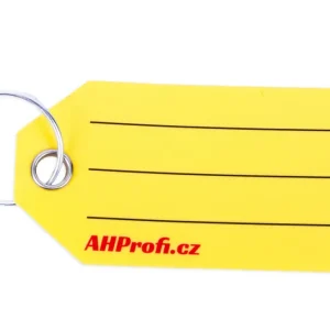 AHProfi 434080099 - Žluté Exclusive plastové visačky na klíče se závěsným kroužkem 500ks Značkový