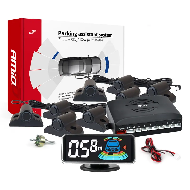 Amio 03195 - Parkovací asistent LED-GRAF 3D 8-senzorový černý TRUCK 19mm Sleva